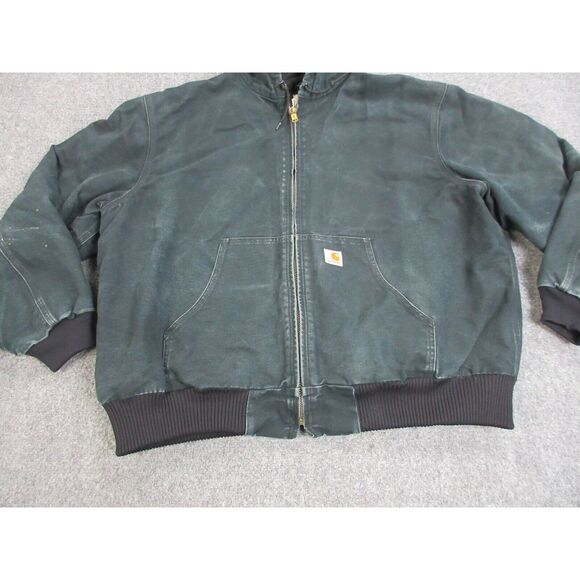 VINTAGE Carhartt Jacket J140 Mens 2XL XXL Black Duck Canvas Work Wear Hooded - Picture 2 of 16